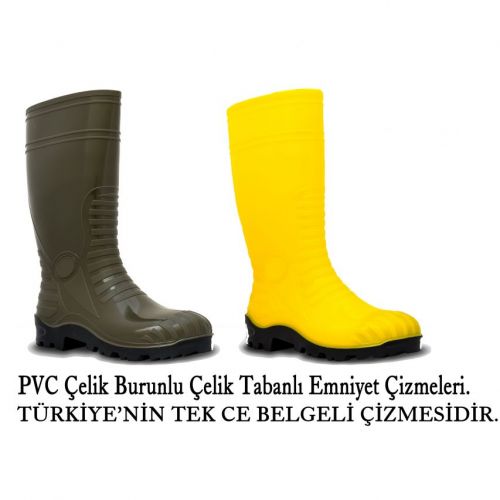PVC Çelik Burunlu Ve Çelik Tabanlı Çizme